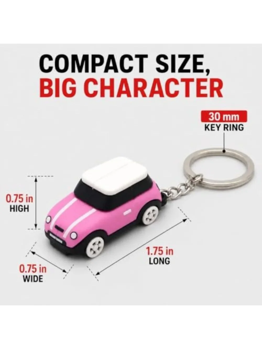 Cute 3D OM Keychain with Mini Silicone Model - Pink, Stylish Silver Chain
